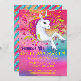 Invitation Unicorne dans Rainbow Cloud Anniversaire