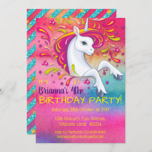Invitation Unicorne dans Rainbow Cloud Anniversaire
