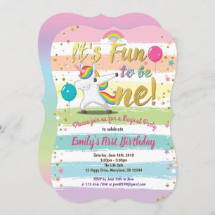 Invitation Unicorne de l'arc-en-ciel pour le premier annivers