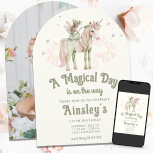 Invitation Unicorne enchantée et fée Anniversaire personnalis