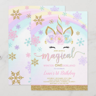 Invitation Unicorne Hiver ONE derland Party