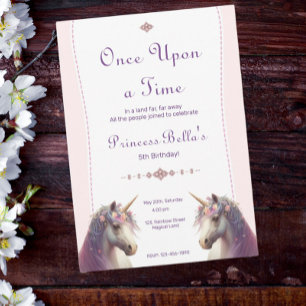 Invitation Unicorne magique Il était une fois princesse Anniv