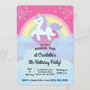 Invitation Unicorne magique personnalisée Anniversaire avec p