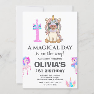 Invitation Unicorne modifiable fête d'anniversaire
