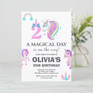 Invitation Unicorne modifiable fête d'anniversaire