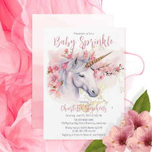 Invitation Unicorne mystique   Pink Floral Girl Baby Sprinkl