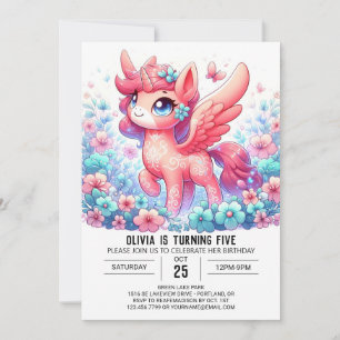 Invitation Unicorne numérique personnalisée