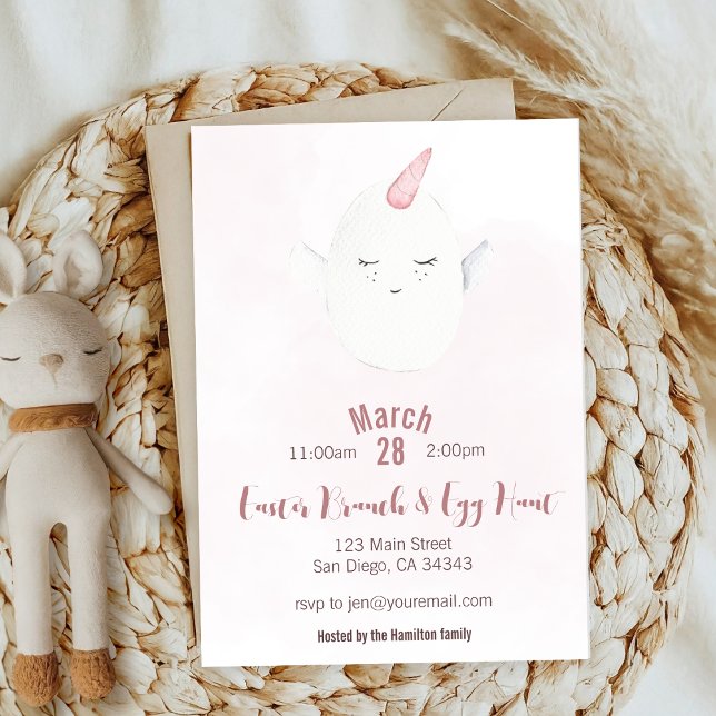 Invitation Unicorne OEuf de Pâques Brunch & OEuf Chasse Invit (Créateur téléchargé)