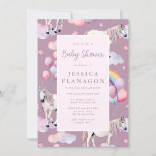 Invitation Unicorne Personnalisé Rainbow Balloons Baby shower