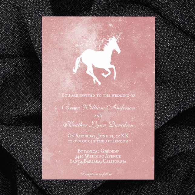 Invitation Unicorne rose (Pink Unicorn Wedding Invitation)