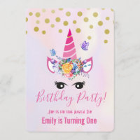 Unicorne rose tendance avec fleurs fête d'annivers