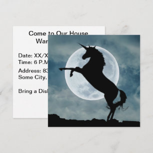 Invitation Unicorne Silhouette Pleine lune Maison Parti du ré