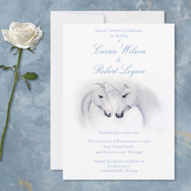 Invitation Unicornes blanches Aimer Couple (Créateur téléchargé)