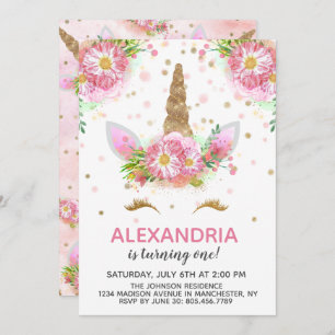 Invitation Unicornes en fleurs