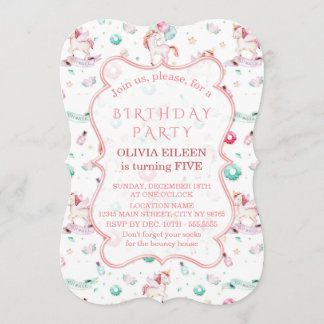 Invitation Unicornes magiques Fille de fête d'anniversaire n'