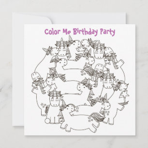 Invitation *~* Unicornes Personnalisable COULEUR MOI Annivers