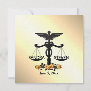 Invitation Union de la Loi et de la Médecine Rose Jaune