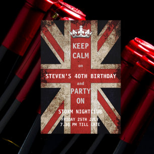Invitation Union Jack UK Flag Parti d'anniversaire masculin