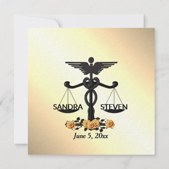 Invitation Union jaune de la loi et de la médecine Rose (Dos)