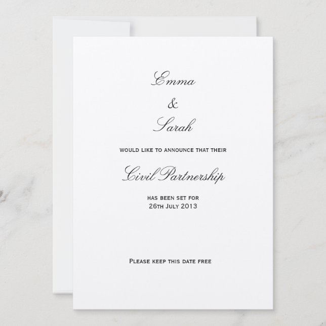 Invitation Union - Sauvegarder la date (Devant)