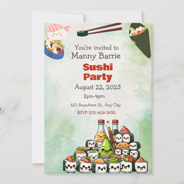 Invitation unique à la fête du Sushi (Devant)