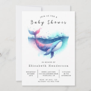 Invitation Unique Baby shower de baleines modifiable