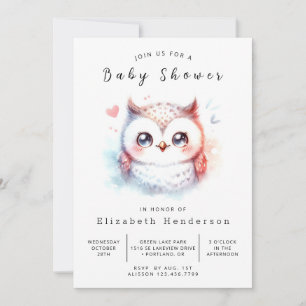 Invitation Unique Baby shower de hibou numérique