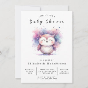 Invitation Unique Baby shower en ligne de chouette