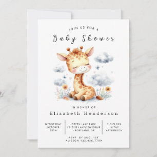 Invitation Unique Baby shower en ligne de la Giraffe