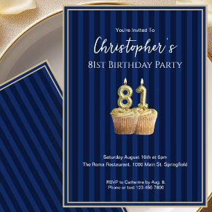 Invitation unique Bleu Or pour son 81e anniversair