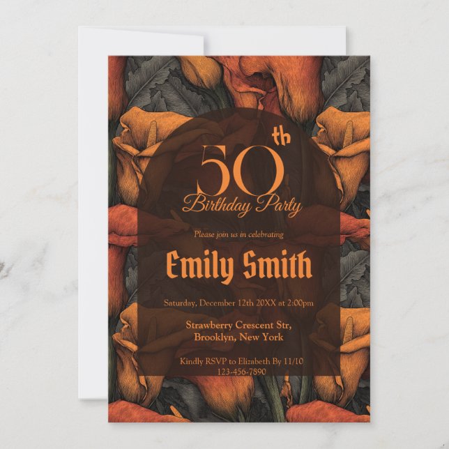 Invitation Unique Call Lilies Accent First Birthday Gift (Devant)