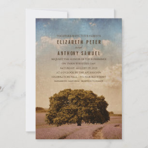 Invitation Unique Creative Rustic Tree Lavender Mariage