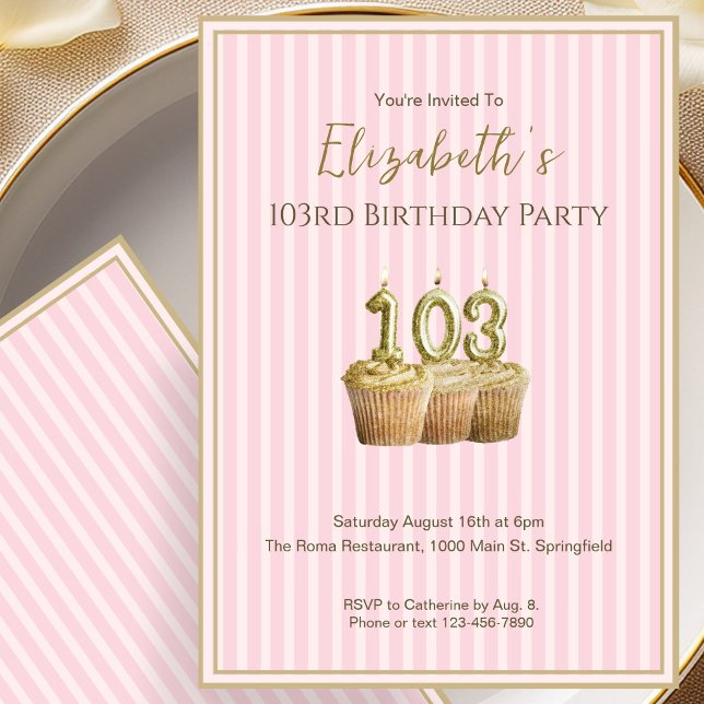Invitation unique d'anniversaire en or rose pour s (Créateur téléchargé)
