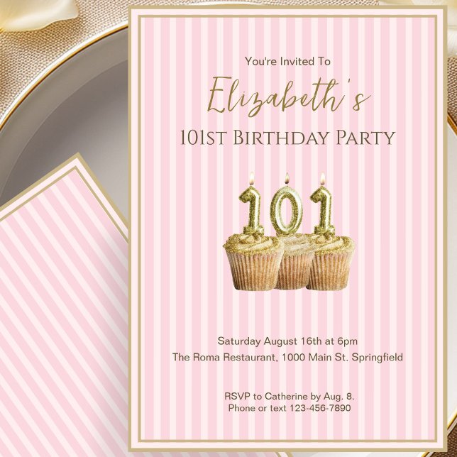 Invitation unique de 101e anniversaire en or rose  (Créateur téléchargé)