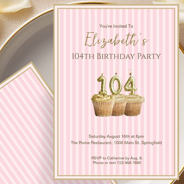 Invitation unique de 104e anniversaire en or rose  (Créateur téléchargé)