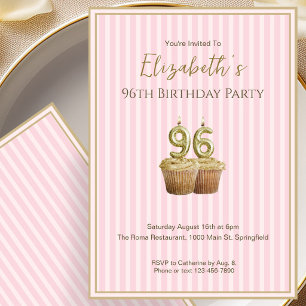 Invitation unique de 96e anniversaire en or rose p