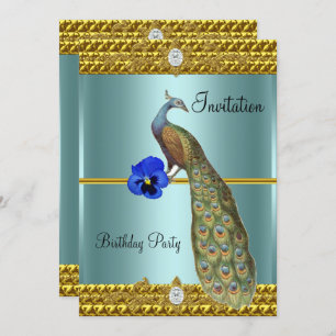 Invitation Unique et Élégante Gold et Peacock