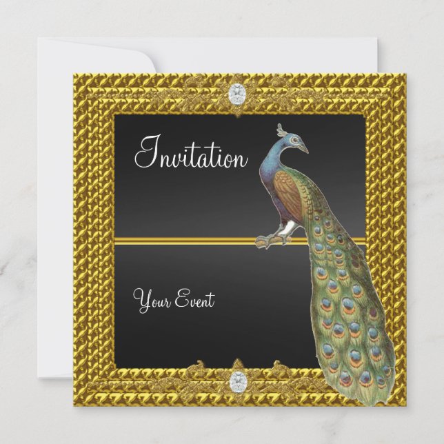 Invitation unique et élégante noir or (Devant)