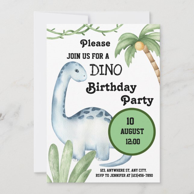Invitation unique fête d'anniversaire (Devant)