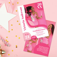 Unique Géométrique Rose Blanc Quatre Photo Graduat