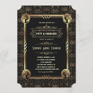 Invitation Unique Gold Noir Grand Gatsby Cinquante Et Fabuleu