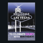 Invitation unique Las Vegas Anniversaire<br><div class="desc">Inspiré par la demande d'un client. Surtout pour une fête nocturne, pour lui et pour elle. Tous les textes par défaut peuvent être entièrement customisés avec vos propres mots pour répondre à vos besoins, et vous pouvez également modifier les polices, les tailles, le placement de texte et les couleurs du...</div>