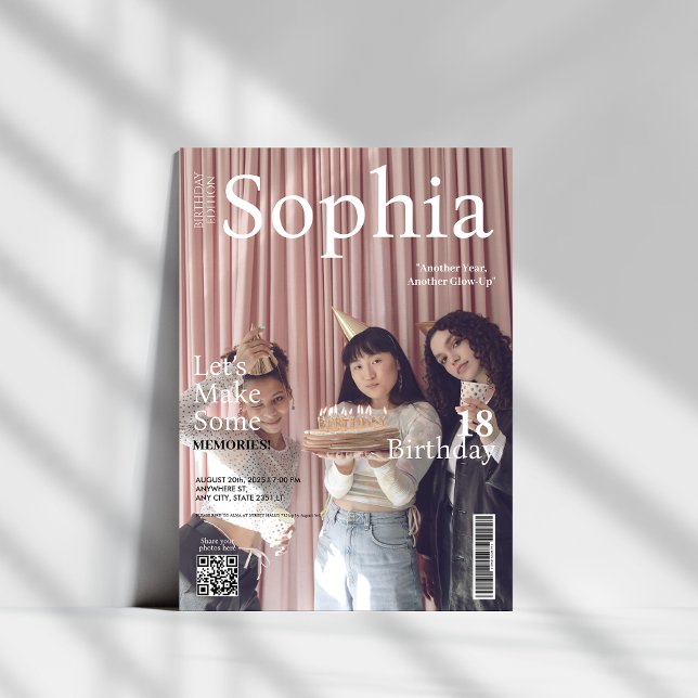 Invitation Unique Magazine couverture qr code 18e anniversair (Créateur téléchargé)