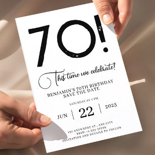 Invitation unique minimaliste pour les 70 ans