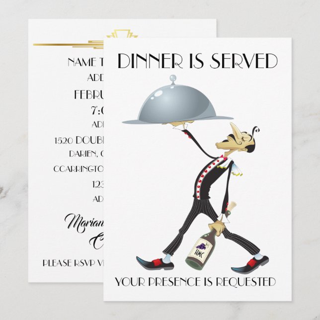 Invitation unique pour dîner / réunion (Devant / Derrière)