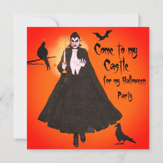 Invitation unique pour une soirée Halloween Dracul (Devant)