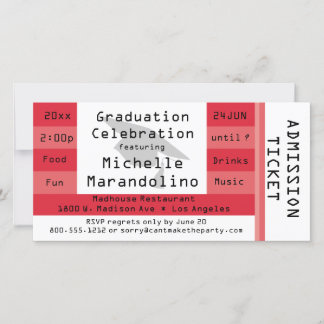 Invitation unique Red Admission Ticket Party