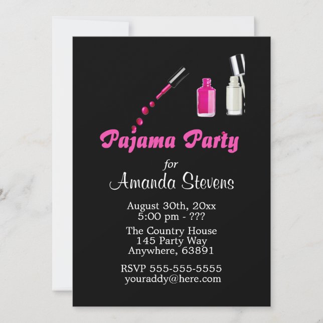 Invitation unique rose pour filles pour une soirée (Devant)