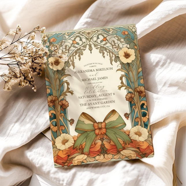 Invitation Unique Vintage Floral Art Nouveau Mariage (Créateur téléchargé)