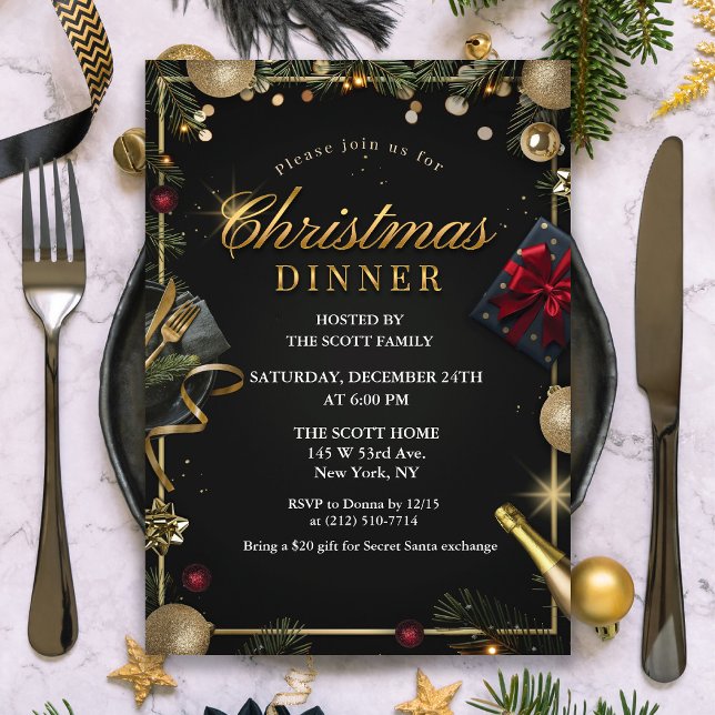 Invitation uniquement pour le dîner de Noël noir e (Créateur téléchargé)